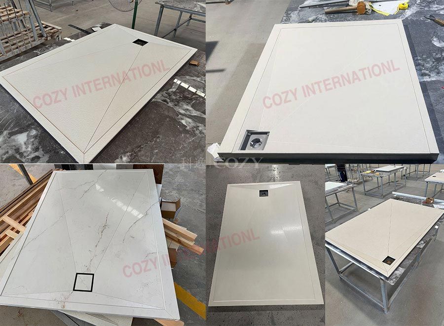 Placa de roca de cemento de cemento espumfrente a las bases de la ducha antideslizbandeja de la ducha