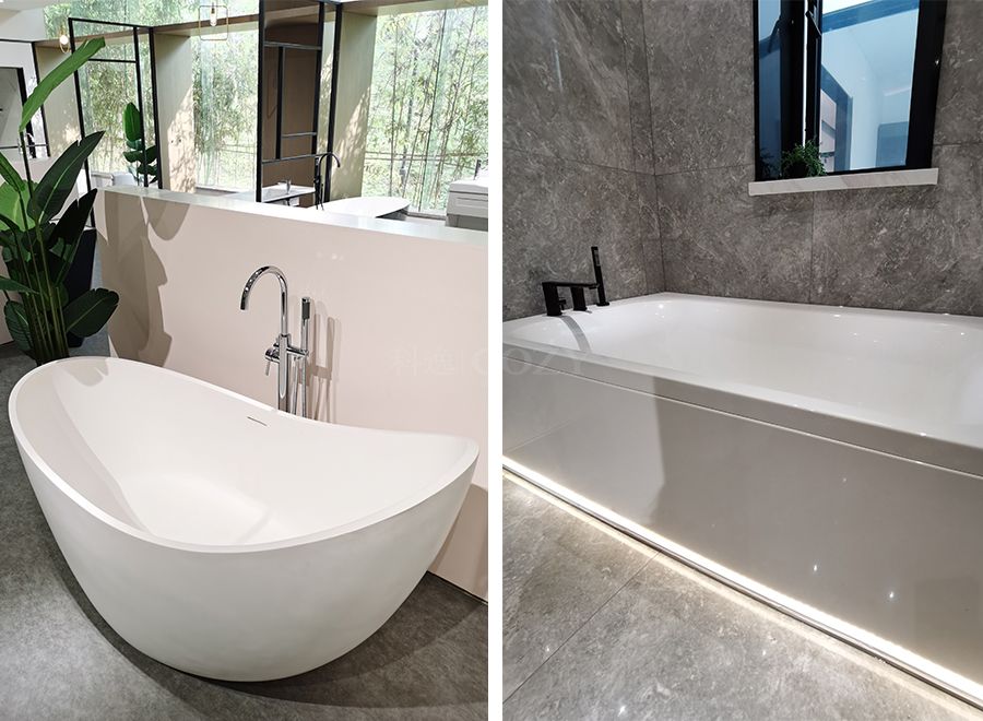 Bañera blanca moderna independiente, bañeras cómodas