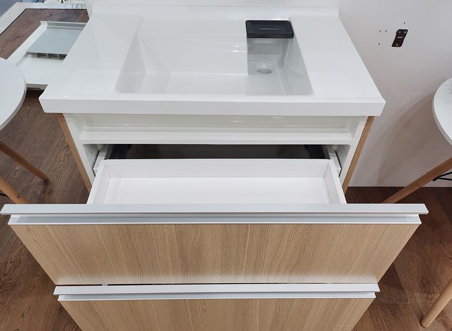 muebles de baño de madera, lavabo ancho, armario de baño impermeable