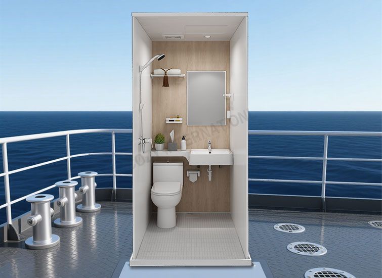 Unidades modernas de baño, cabinas prefabricadas para barcos