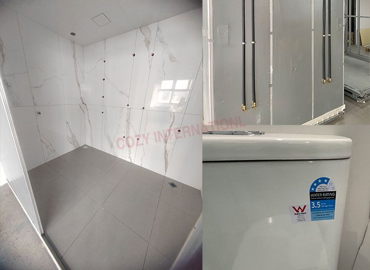Los compartimientos de baño con baldosas cerámicas grandes para villas y hoteles, con normas australianas