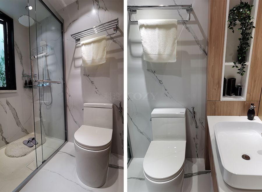 Caja de baño prefabricada con diseño único, contenedor con ducha (BUX1424)