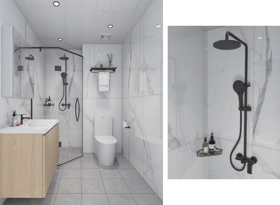 Unidad compacta portátil para baño con ducha y inodoro, unidad prefabricada ideal para caravanas y villas (BUX1718)