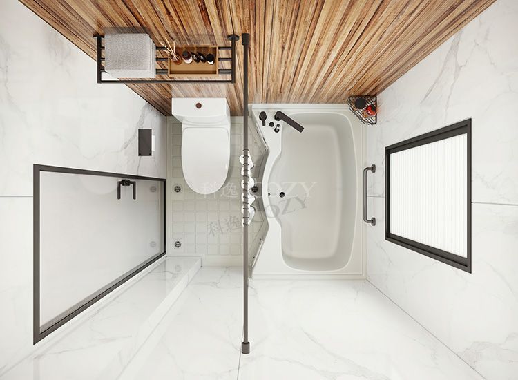 Baño prefabricado japonés impermeable todo en uno con bañera y función de inodoro (BUH1316)