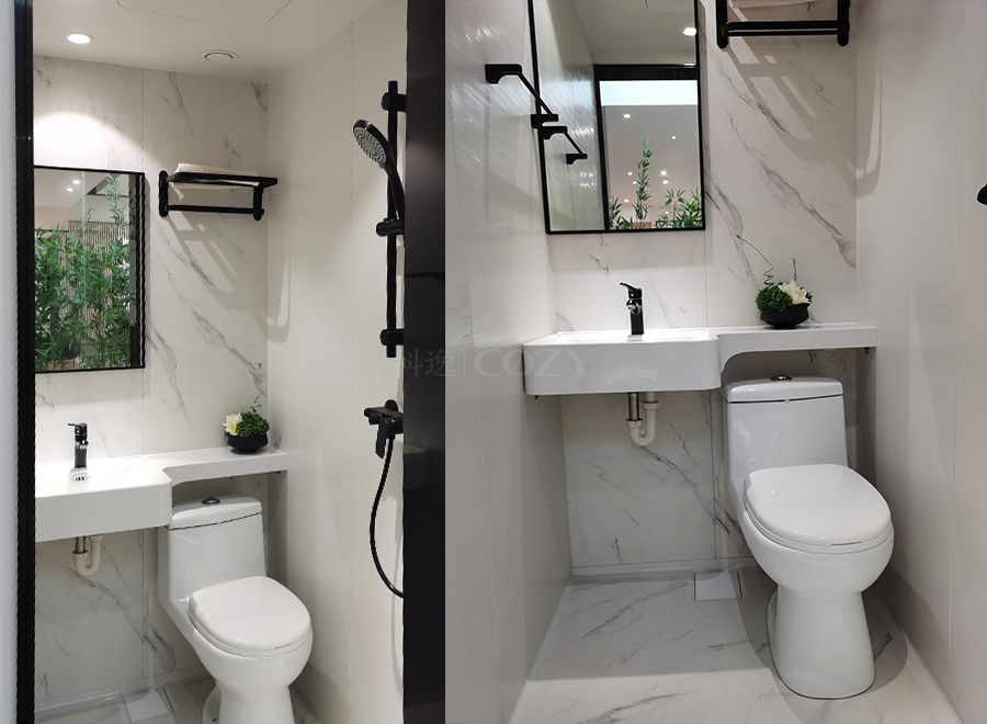 Unidades de baño prefabricadas fáciles de limpiar, con ducha integrada (BUL1014)
