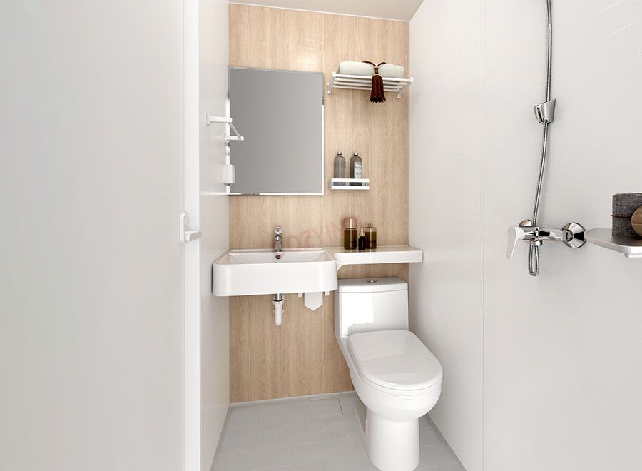 Unidades de baño prefabricadas fáciles de limpiar, con ducha integrada (BUL1014)