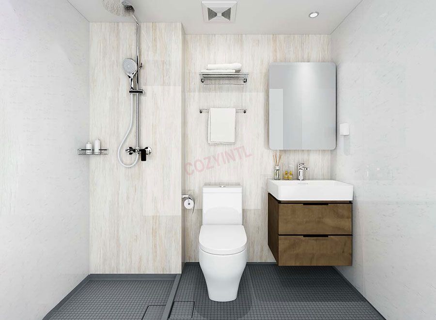 Instalación rápida de baño modular prefabricado, unidad de inodoro y ducha (BUE1022)