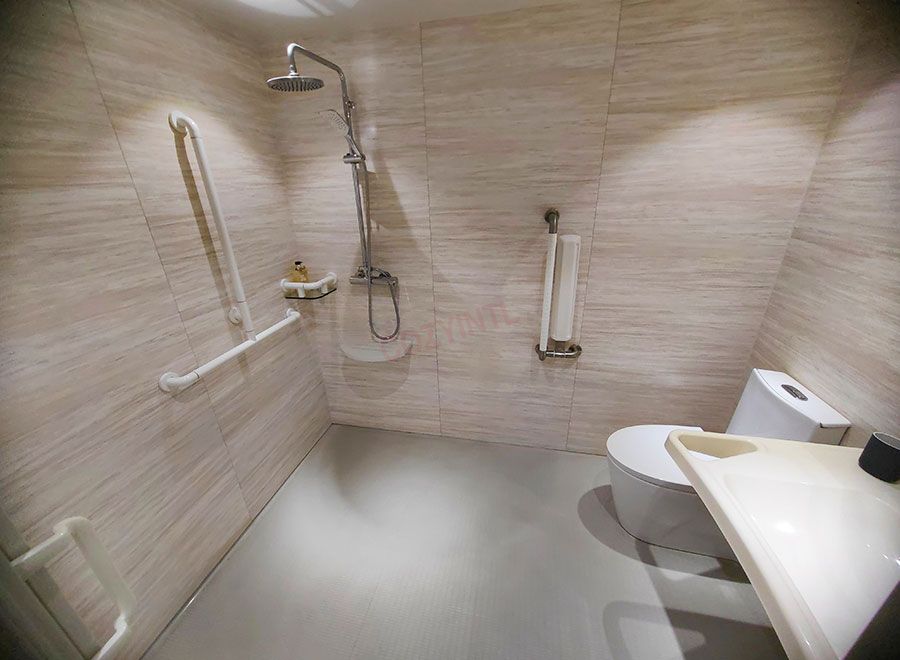 Unidad de baño prefabricada, unidades de baño prefabricadas con inodoro y reposabrazos para hospitales (BUN1624)