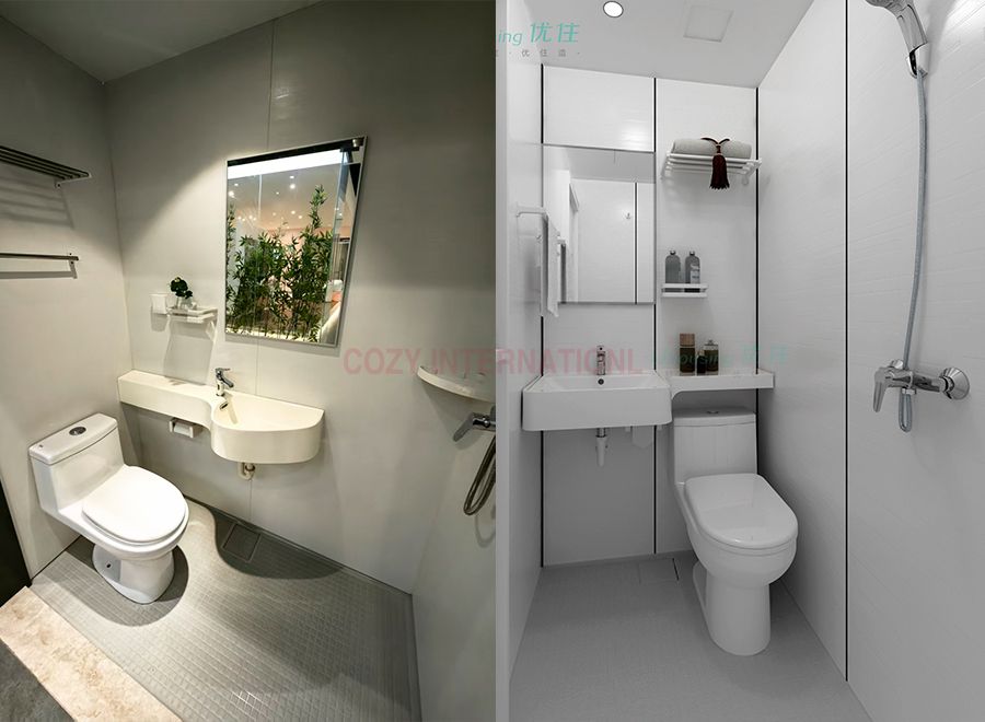 Instalación sencilla de unidades prefabricadas para baños integrados en hoteles
