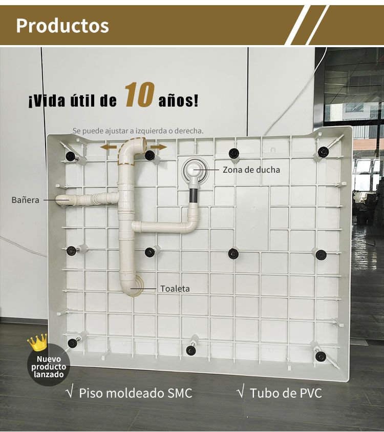 Toaleta modular de alta calidad impermeable para baño con suelo moldeado en SMC