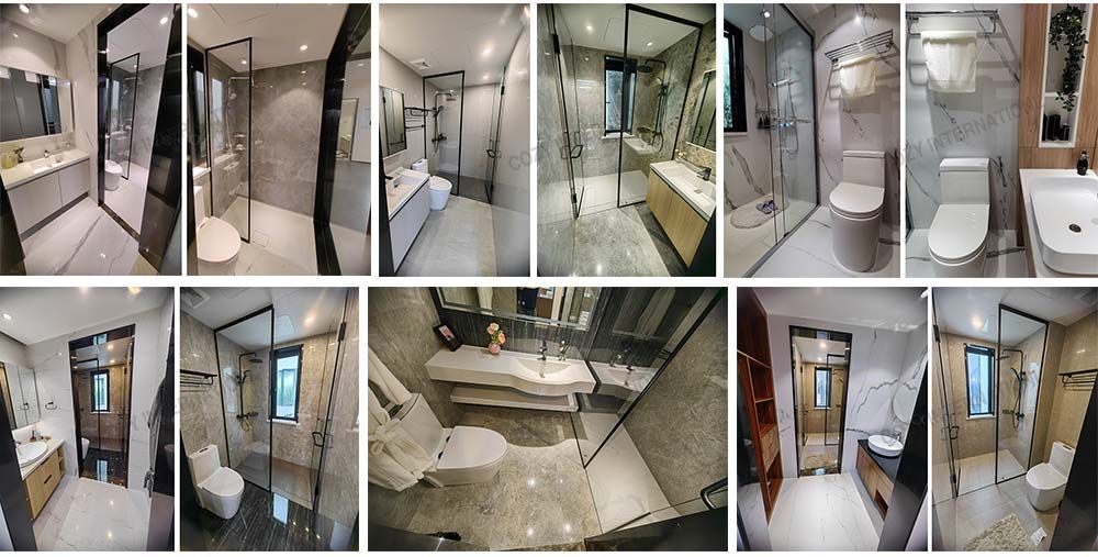 Los compartimientos de baño con baldosas cerámicas grandes para villas y hoteles, con normas australianas