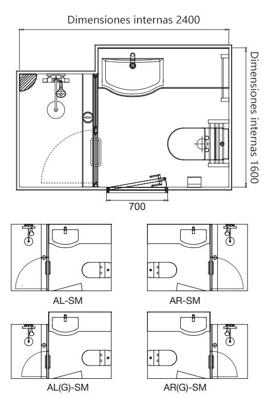 Unidad modular de ducha y baño prefabricada, resistente y ligera (BUX1624)