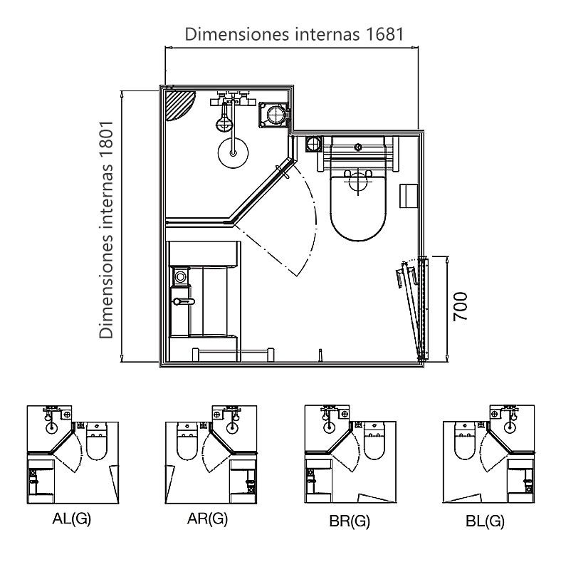 Unidad compacta portátil para baño con ducha y inodoro, unidad prefabricada ideal para caravanas y villas (BUX1718)