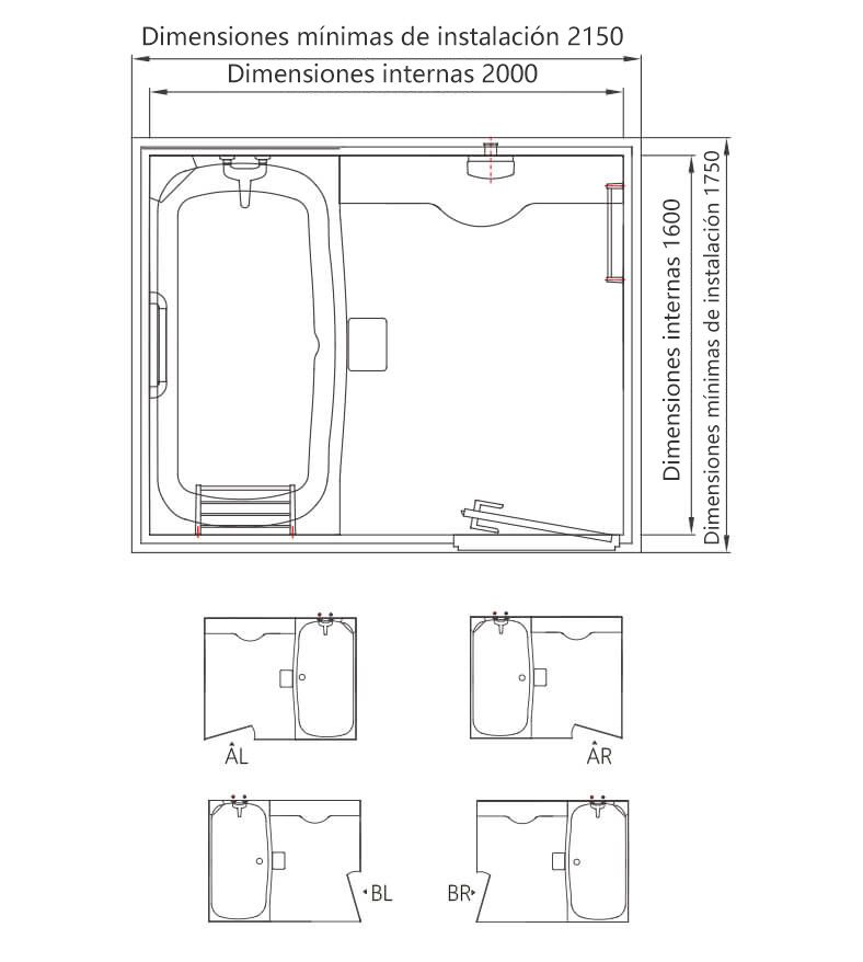 Ducha estilo japonés, baño listo para usar, unidad de baño prefabricada (BUH1620)