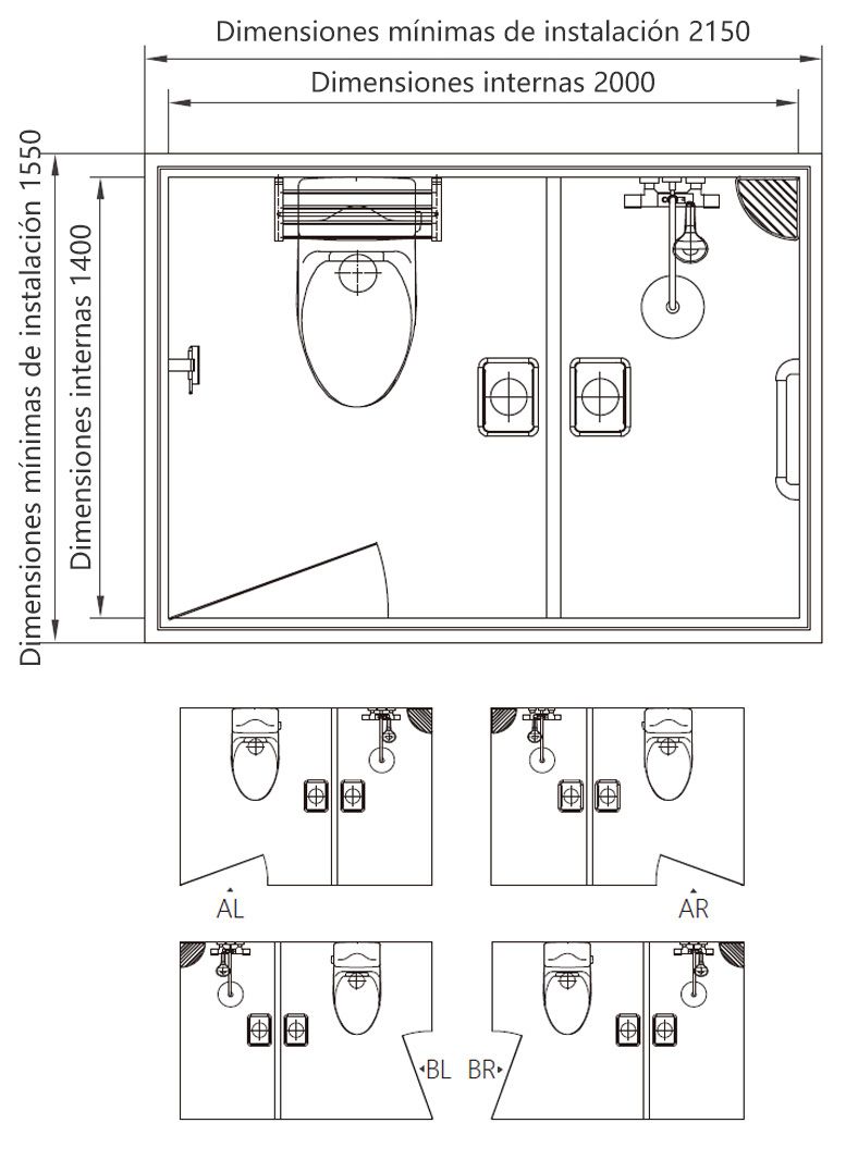 Unidades portátiles de baño integradas de alta gama para hoteles y apartamentos (BUH1420)