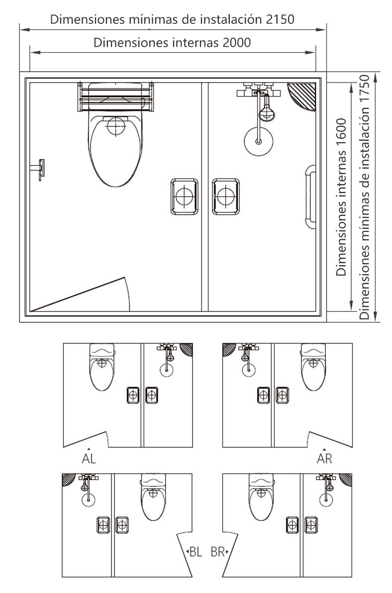 Baño impermeable de moda, unidad completa, cubeta para baño japonesa, prefabricada (BUH1620)