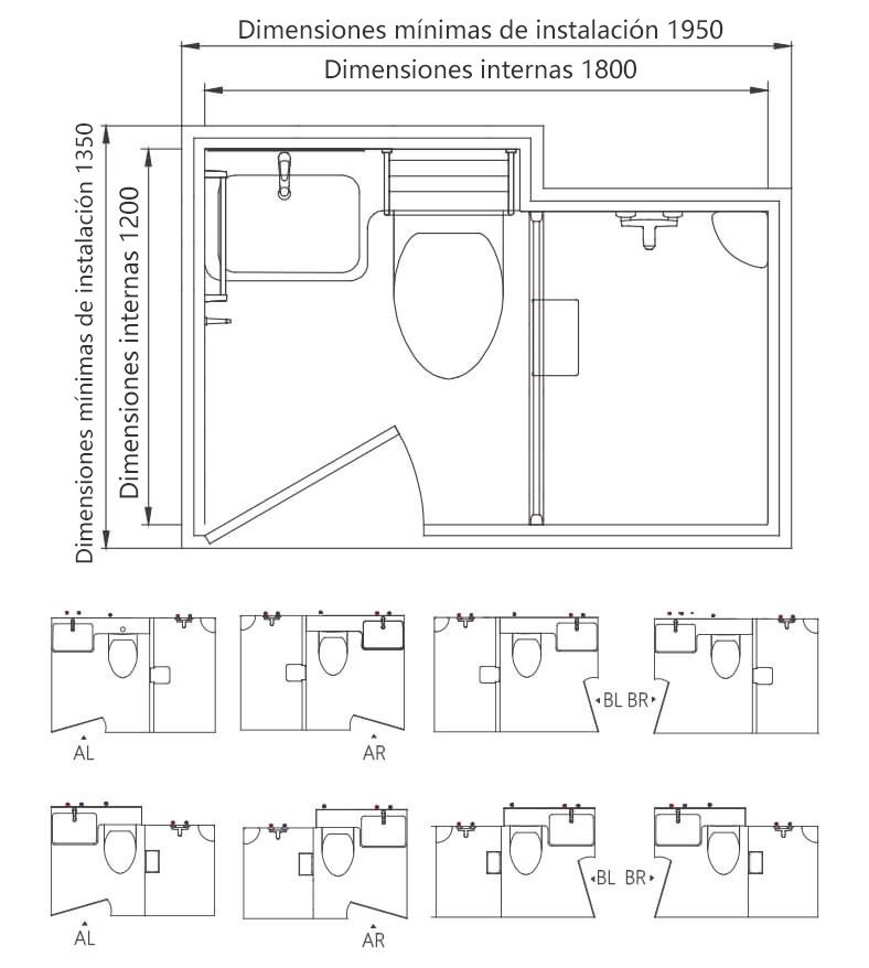 Modulo prefabricado completo para baño y ducha, modelo de venta rápida (BUL1218)