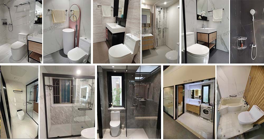 Baño prefabricado japonés impermeable todo en uno con bañera y función de inodoro (BUH1316)