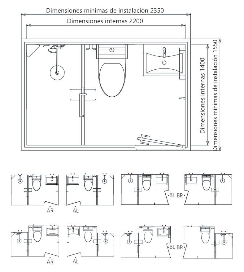 Baño prefabricado japonés impermeable todo en uno con bañera y función de inodoro (BUH1316)