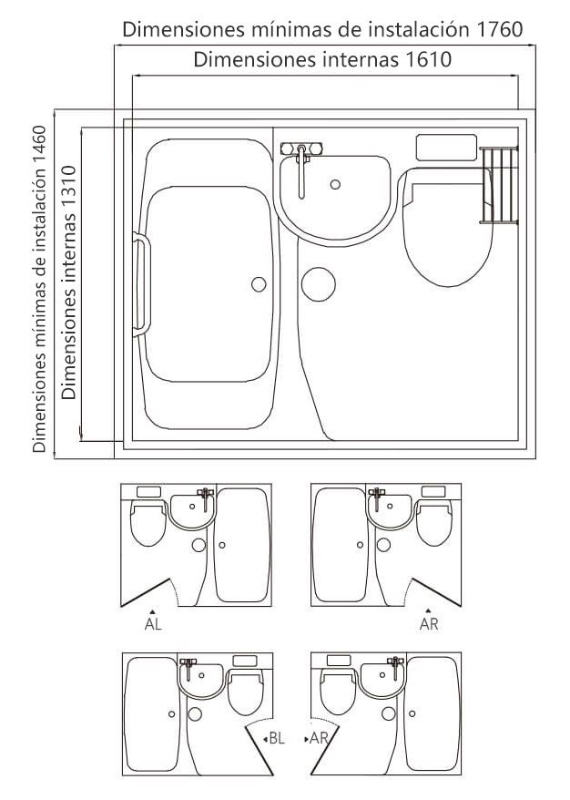 Baño prefabricado japonés impermeable todo en uno con bañera y función de inodoro (BUH1316)