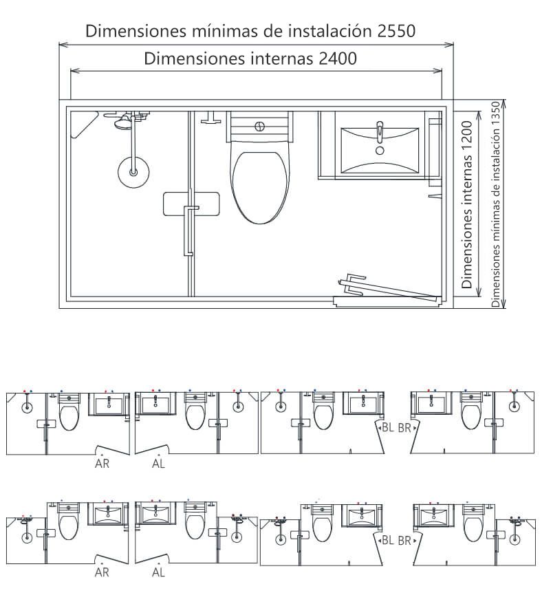 Unidades prefabricadas de baño con inodoro y ducha marinas de buena calidad (BUE1224)