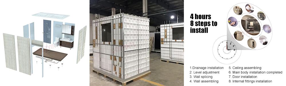 Bañeras prefabricadas de diseño sencillo con unidades modulares para inodoro en contenedor (BUL1624)