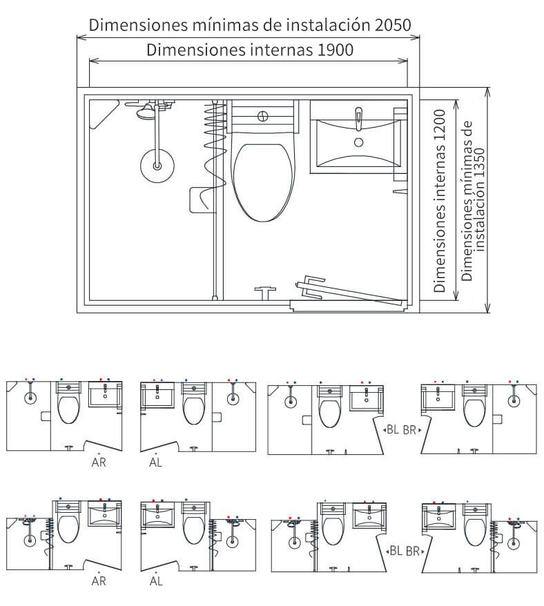 Unidades modulares de baño SMC, instalación rápida, baño prefabricado para apartamentos (BUE1219)