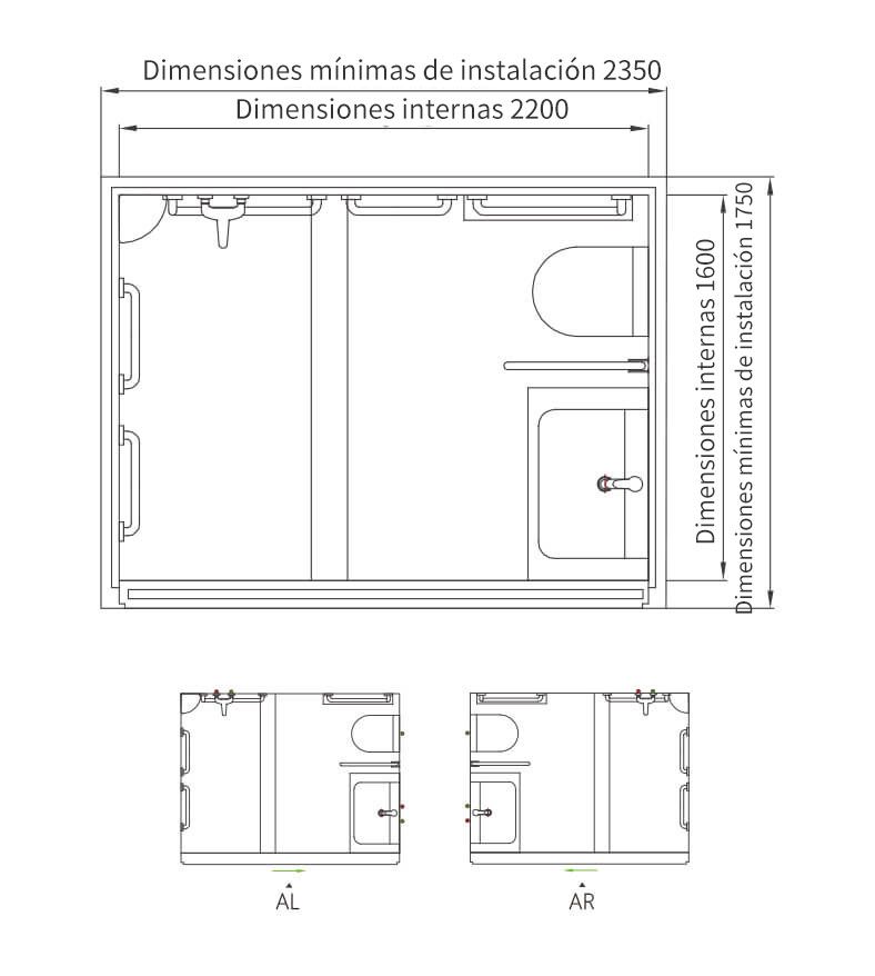 Unidad de baño prefabricada SMC, baño completo con ducha (BUN1622)