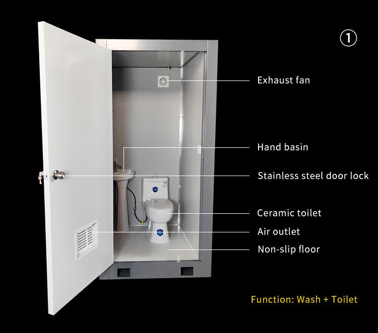Toilette móvil portátil de pequeño tamaño para exteriores, con función de lavado y defecación, fácil de instalar