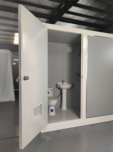 Toilette portátil multifuncional con doble puerta, estable y móvil, para uso exterior