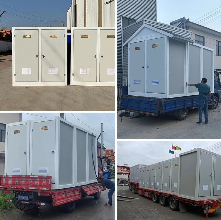 Toilette portátil multifuncional con doble puerta, estable y móvil, para uso exterior